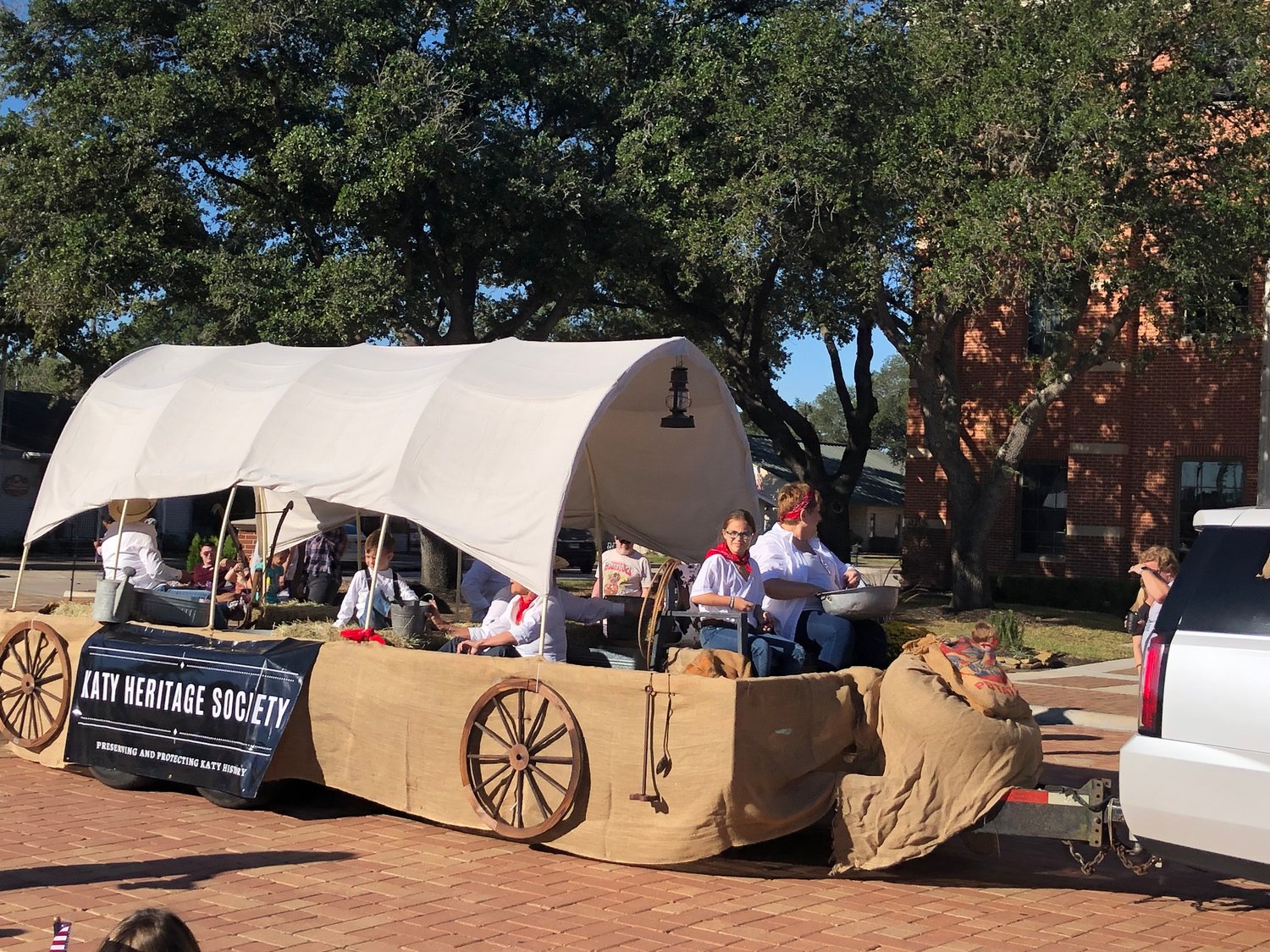 The Katy Heritage Society rode their "wagon" during the parade.
